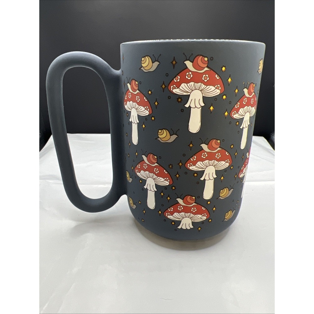 K118-Thyme & Table Mushrooms Ceramic Coffee Mugs Durable Stoneware 18.6 Ounces